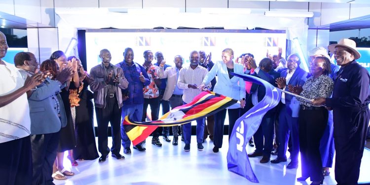 Tayebwa flagging off farmers traveling to the Netherlands. Courtesy photo