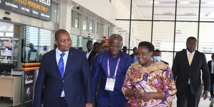 president Touadéra was seen off at 12:50pm by the Vice president Maj. (Rtd) Jessica Alupo on behalf of President Museveni.