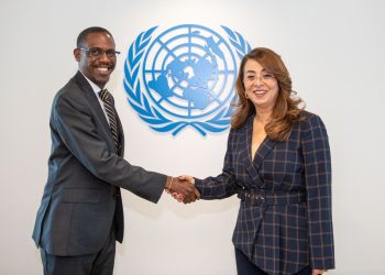 Attorney General Kiryowa Kiwanuka meets with  Ghada Fathi, the Executive Director United Nations