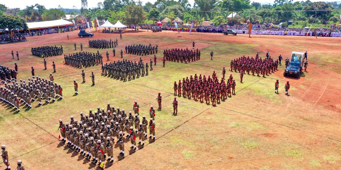 President Museveni inspecting parades during the independence day in Busia