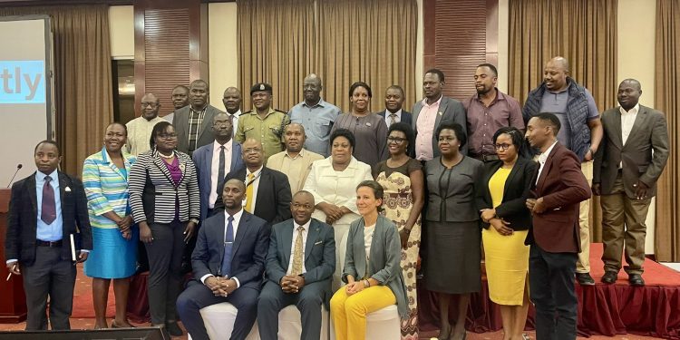Group Photo comprising of Minister for Local Government Raphael Magyezi, Ivan Ntwali, Country Director, and Uganda local government officials from Namisindwa, Bududa, Sironko and Manafwa districts