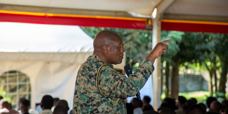 Maj Gen. Henry Masiko giving his lecture.