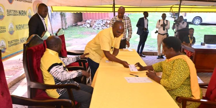 The short ceremony took place at the NRM Electoral Commission office along Kyadondo Road, Kampala