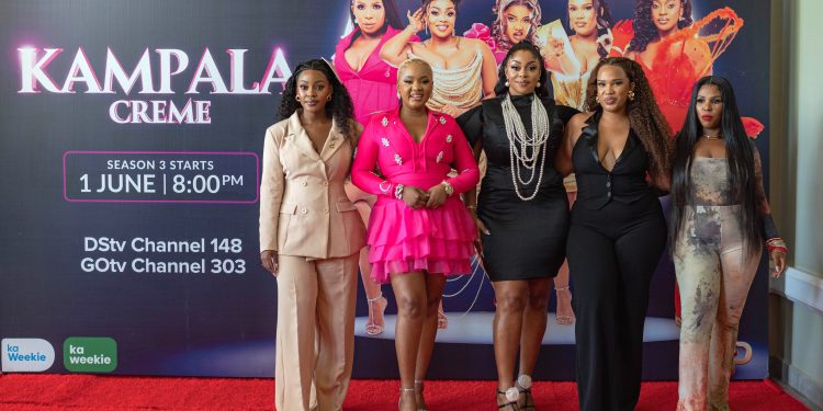 (L-R) Kampala Crème cast members, Umra Murungi, Zahara Toto, Mami Deb, Sheena Holm, Prima Kardashi at the unveiling of the new season of the show.