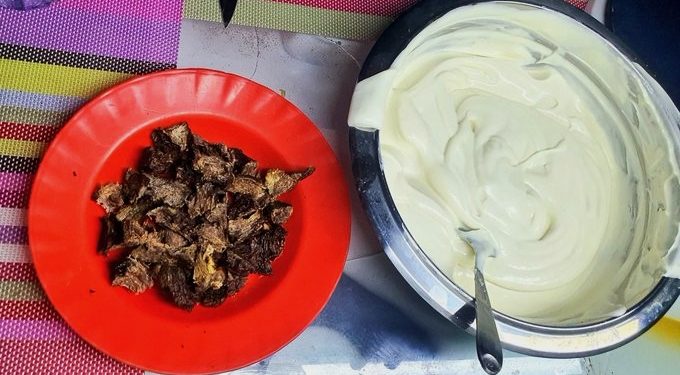 Eshabwe served with smoked beef. Courtesy Photo.