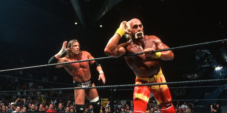 Hulk Hogan and Tripple H during one of their matches. All courtesy photos.