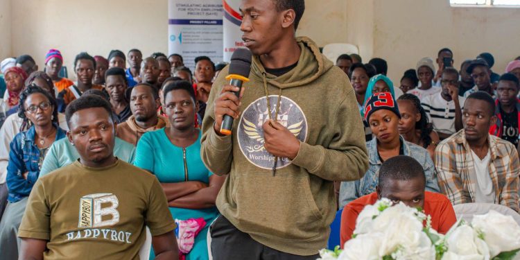 Some of the young people who convened for the stakeholders dialogue in Iganga district