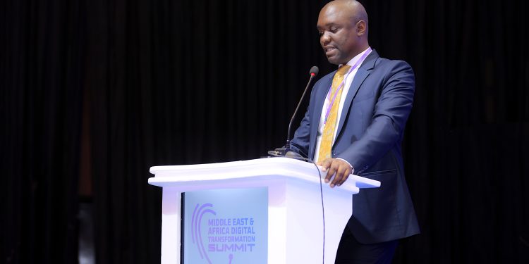 Ibrahim Senyonga makes his remarks at the Middle East and Africa Digital Transformation summit.