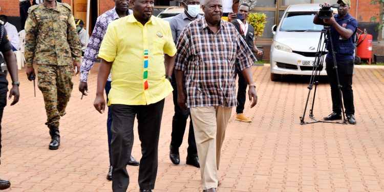 (NRM) Secretary General Richard Todwong and the party’s First National Vice Chairperson, Al-Hajj Moses Kigongo.