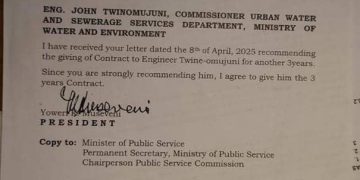 President Museveni letter shows that he was strongly advised by Head of Public Service to appoint Eng. Twinomujuni. The President didn't issue a directive as earlier suggested