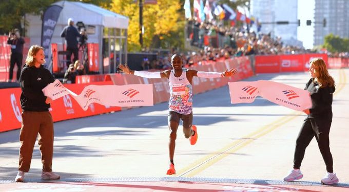 Jacob Kiplimo on the finishing line. Courtesy photo
