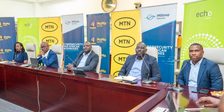 (L-R) Carol Kagezi, Andrew Bugembe, Richard Yego, Emmanuel Chagara and Terrance Alinde during a press conference