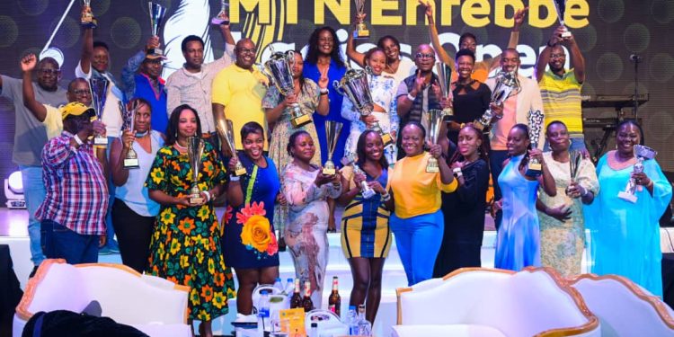 Champions of the night winners across all categories celebrate with their trophies at the close of the 2026 MTN Entebbe Ladies