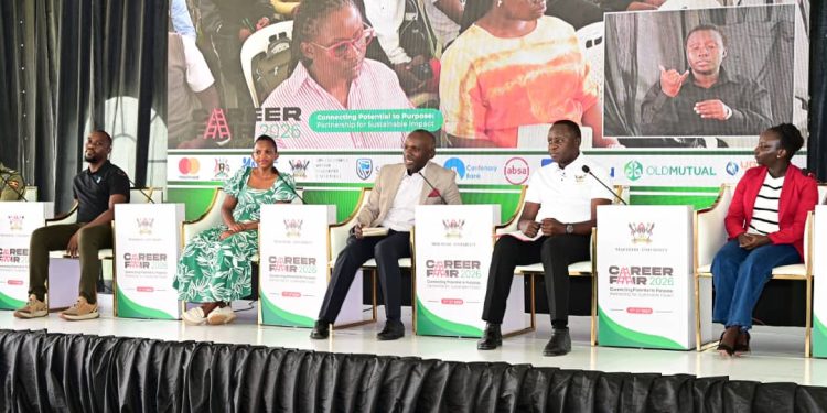 Fred Percy Kisa a digital transformation incharge at NSSF,Dr. Gorretti Byomire an Inclusive Education Specialist, Israel Arinaitwe Stanbic's Head of Personal Banking and others during the discussion.