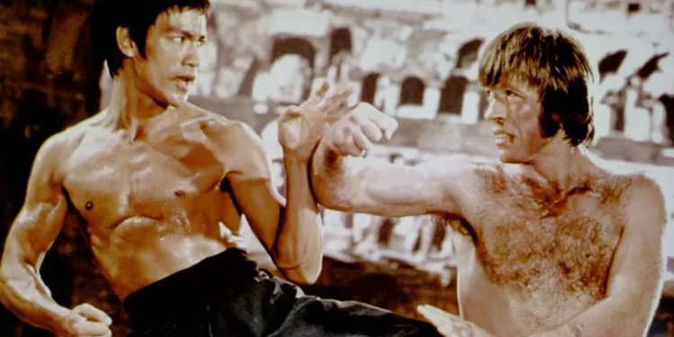 Chuck Norris (right) starred alongside Bruce Lee in 1972's The Way of the Dragon