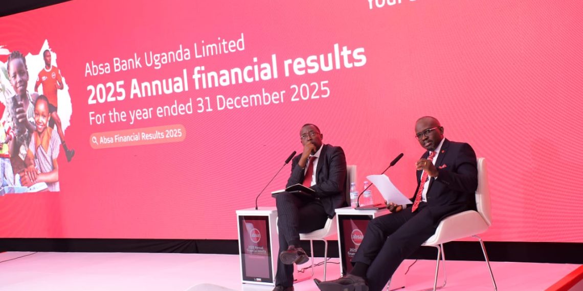 Absa's David Wandera and Michael Segwaya address questions from the media