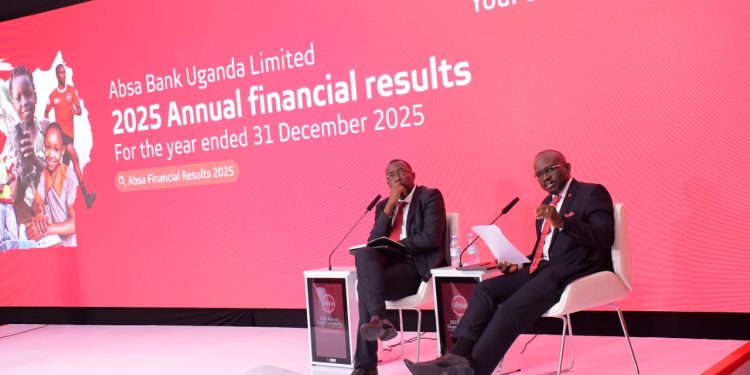 Absa's David Wandera and Michael Segwaya address questions from the media