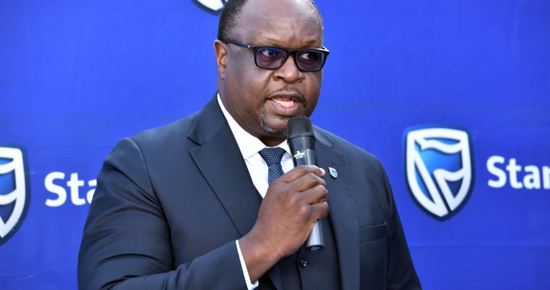 Mumba Kalifungwa, Chief Executive Stanbic Bank Uganda making remarks at an event recently