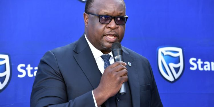 Mumba Kalifungwa, Chief Executive Stanbic Bank Uganda making remarks at an event recently