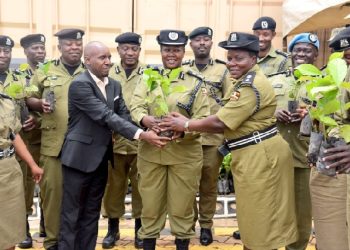 Police officers get coffee seedlings to boost their welfare