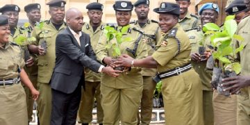 Police officers get coffee seedlings to boost their welfare