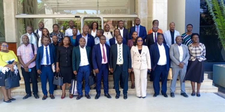 Group photo of Sectoral Apprenticeship Committees after the inauguration at Golden Tulip Hotel in Kampala.