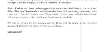 Two NBS TV Journalists Die in Entebbe Road Crash