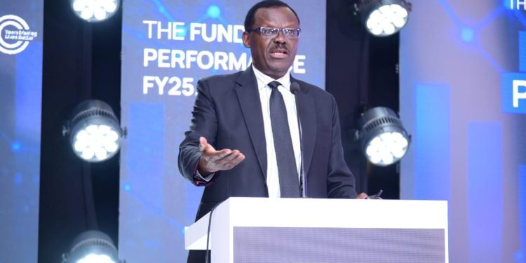 Patrick Ayota: The Fund’s total income grew by 85%, from UGX 3.5 trillion in FY 2024/25 to UGX 6.51 trillion in FY 2025/26. This performance was supported by a disciplined investment strategy, with our asset allocation remaining within the long-term strategic ranges, 76.5% in fixed income, 18.4% in equities and 5.1% in real estate.