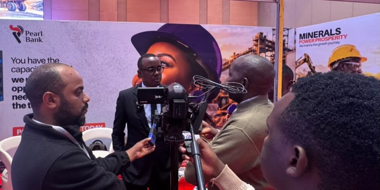 Pearl Bank’s Chief Treasury & Markets Officer, Yunus Mugula, during a media interview at the 15th Annual Mineral Wealth Conference held under the theme “Beneath the Surface: Unlocking Africa’s Next Mining Powerhouse.