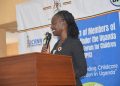 Youths and Children Affairs Minister Dr Mercy Lakisa addresses lawmakers at the close of a two-day orientation workshop for Members of Parliament subscribing to the Parliamentary Forum for Children, organized by the Uganda Child Rights NGO Network at Imperial Golf View Hotel in Entebbe.