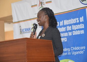 Youths and Children Affairs Minister Dr Mercy Lakisa addresses lawmakers at the close of a two-day orientation workshop for Members of Parliament subscribing to the Parliamentary Forum for Children, organized by the Uganda Child Rights NGO Network at Imperial Golf View Hotel in Entebbe.